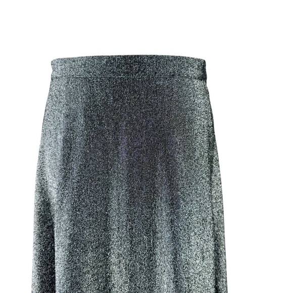 Vintage Ronni Nicole metallic silver lurex full maxi skirt 10 - Picture 2 of 6